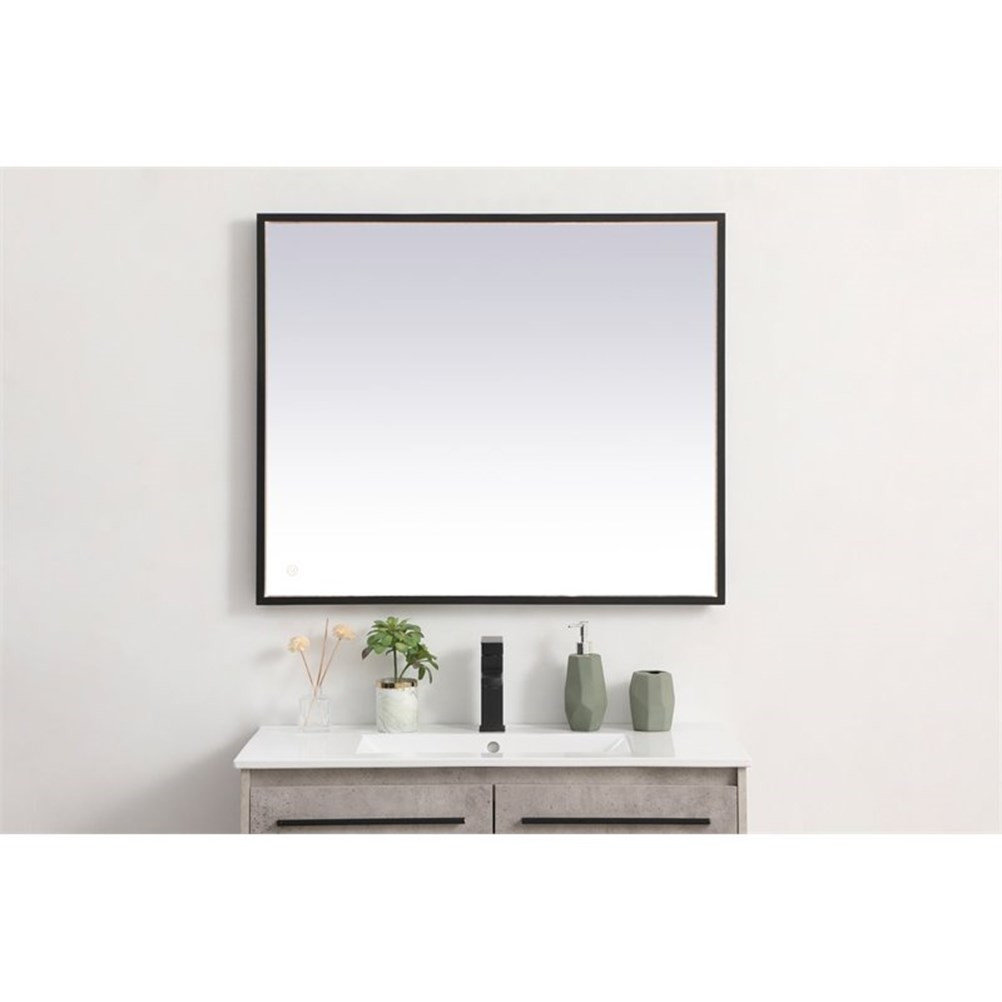 Elegant Decor Pier 27x40" Modern Aluminum LED Mirror in Black - Modern ...