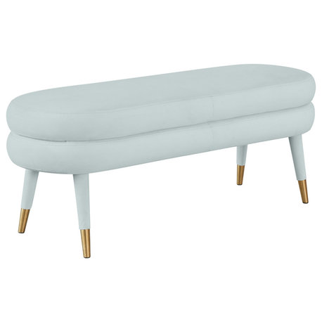 Betty Sea Foam Green Velvet Bench - Sea Foam Green