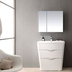 Acqua Milano 31 inch Modern Bathroom Vanity White Finish - Bathroom Vanities And Sink Consoles