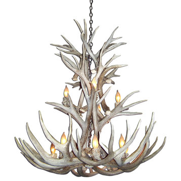 Real Shed Antler Mule Deer Cascade Chandelier, Small, No Shades