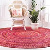 Braided Oval Area Rug Oval 8'0"x10' Doba Collection, Magenta