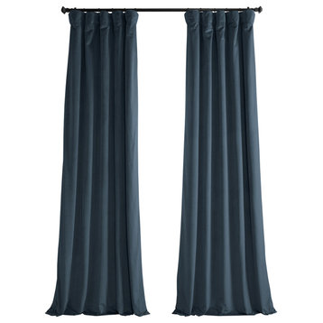 Heritage Plush Velvet Curtain Single Panel, London Blue, 50"x96"
