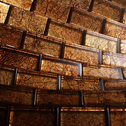 1x2 Glossy Glitter Bronze Sky Subway Glass Mosaic Tiles - Home Accessories & Decor