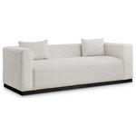 Meridian Furniture - Alfie Linen Textured Fabric Upholstered Sofa, Beige - Make this Alfie linen textured fabric living room sofa the center a cozy reading nook. This overstuffed chair is stunning from angles, with its contemporary design elements and chic rich beige color. Plumply stuffed with fluffy fill to create the ultimate space for snuggling up with your favorite reading material or while binging on the latest TV program. The sofa rests on a black finish solid wood base for stability and added contrast with its beige upholstery.
