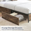 Queen Size Bed Frame with 4 Drawers and Storage Headboard (Brown)