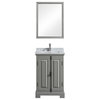 Aquamoon Washington Contemporary Bathroom Vanity With Mirror, Matte Grey, 24"