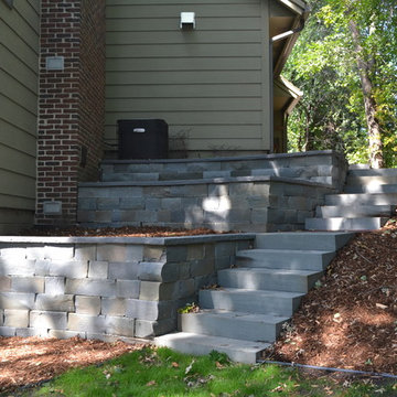 Front Entry Sidewalk, Sitting Area, Retaining Wall, and Stairs