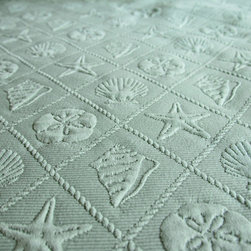 Seashell trellis fabric aqua upholstery - Upholstery Fabric