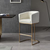 Modrest Yukon Modern White Fabric and Brushed Bronze Bar Chair