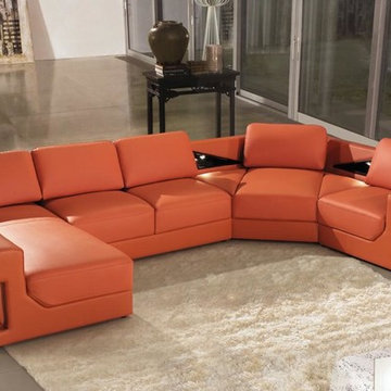 Orange Bonded Leather Sectional Sofas