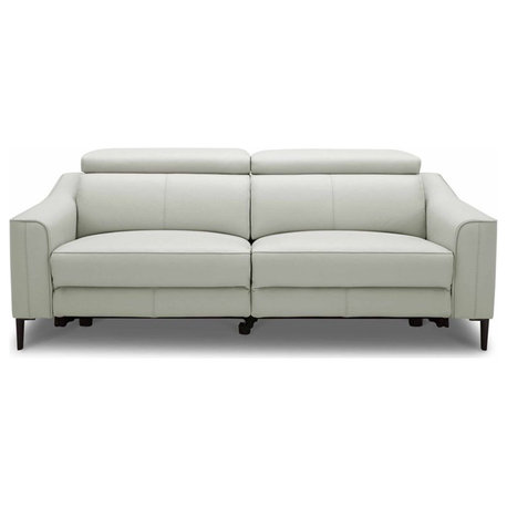 Divani Casa Eden Modern Metal and Leather Upholstered Sofa in Gray