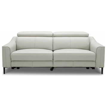 Divani Casa Eden Modern Metal and Leather Upholstered Sofa in Gray