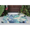 Capri Palm Leaf Indoor/Outdoor Rug, Blue, 2'x3'