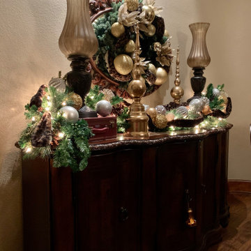 Christmas joy with sparkle!  Bows, ribbons and glass ornaments!