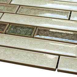 Green, White and Brown Glossy Crackle Crystal Mosaic Tiles - Home Accessories & Decor