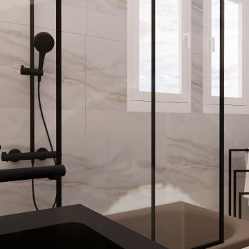 Simulation 3D + chiffrage de travaux d'une salle de bain à Guilvinec (Finistère,