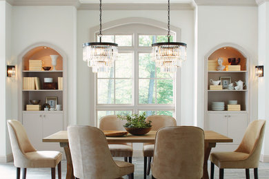 Transitional dining room photo in Chicago with white walls