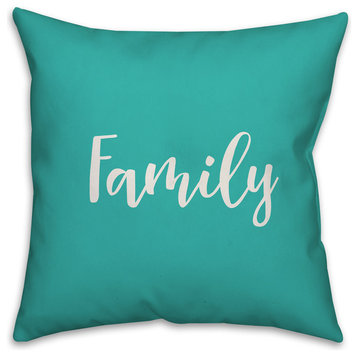 Family, Teal 18x18 Throw Pillow Cover