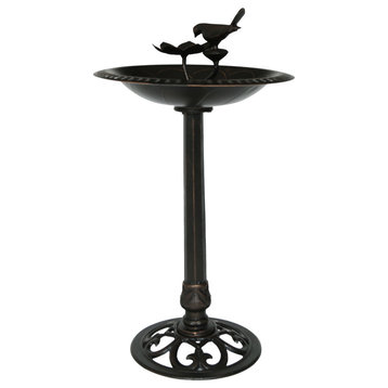 GDF Studio Anessa Outdoor Aluminum and Iron Bird Bath, Shiny Copper