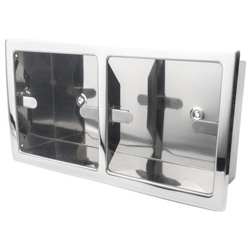 Recessed Double Toilet Paper Holder, Bright Polished