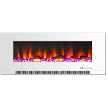 50" LED Wall-Mount Electric Fireplace, 5,115 BTU, White