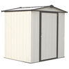 Steel Storage Shed 6 x 5 ft. Galvanized Low Gable Cream/Charcoal Trim