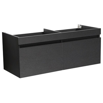 Fresca Mezzo 60" Wall Hung Double Sinks Modern Wood Bathroom Cabinet in Black