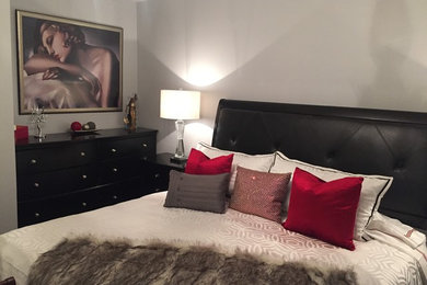 Example of a zen bedroom design in Toronto