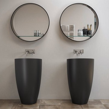 Aquatica Dante Black Freestanding Solid Surface Lavatory