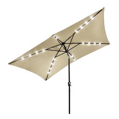 10x6.5 ' 20 Leds 6 Ribs Patio Solar Led Umbrella Tilt, Beige