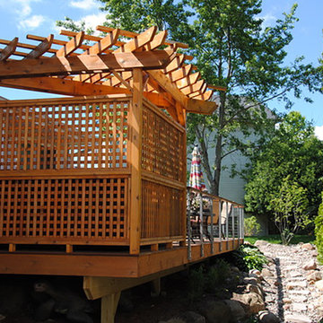 Deck in SW Madison with Cable Railing & Pergola