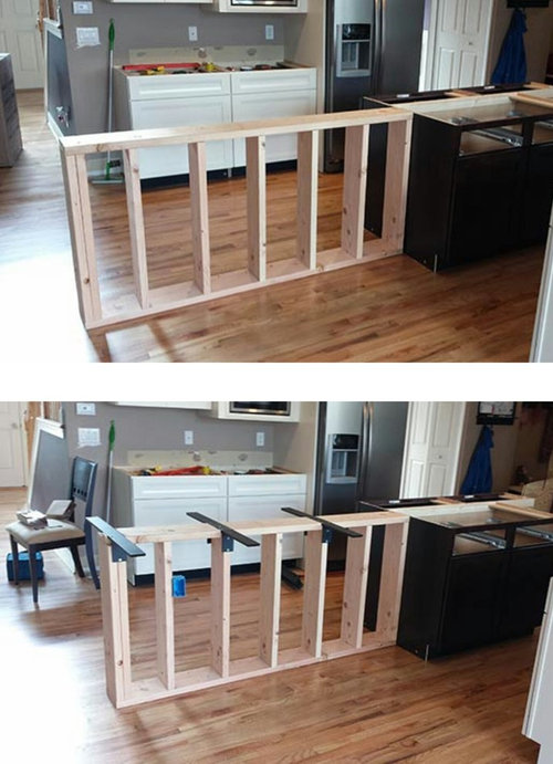 Knee Wall Island, How To Make A Kitchen Island With Wall Cabinets