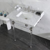 Kingston Brass LMS30MASQ8 30" Carrara Marble Console Sink, Acrylic Legs
