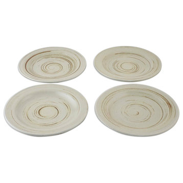 NOVICA Typhoon And Ceramic Dessert Plates  (Set Of 4)