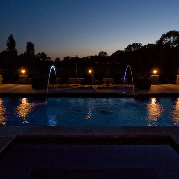 Lake Forest, IL Swimming Pool and Raised Hot Tub with Laminar Fountains
