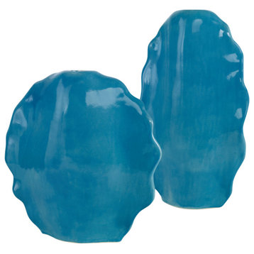 Uttermost Ruffled Feathers Blue Vases, Set of 2