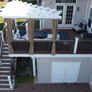 Custom Pergola (s) with Azek Morado Decking/Paver Patio, with Grasp/Drink Rail