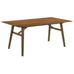 Armen Living - Channell Wood Dining Table, Walnut Finish - Update your dining area with the modern elegance of our Channell Wood Dining Table. Beautifully highlighting the rich grains of wood, our streamlined dining or kitchen table impresses with its sleek and effortless style. It features a trestle base with angular legs to maintain a stunning architectural appeal. Making a modern and sophisticated statement, our dining table effortlessly blends and complements a variety of different settings. Its slim and elongated profile makes it a practical and elegant choice for your kitchen, dining area, or living space. It provides ample leg room to serve as a comfortable option for enjoying meals, entertaining, or spending leisurely time. The dining table is constructed with a combo of engineered and rubberwood to provide a sturdy and durable piece of furniture that can seat up to 6 and survive daily wear and tear. The Channell dining table is available in your choice of walnut and black finish to elevate your casual and formal meals alike.