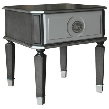 Beatrice End Table, Charcoal and Pearl White Finish