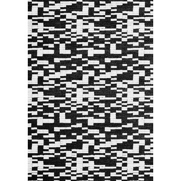 Verve Modern Area Rug, Black/White, 7'10"X10'10"