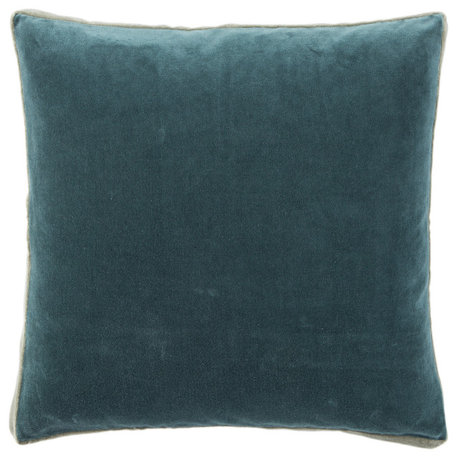 Jaipur Living Bryn Solid Throw Pillow, Teal, Down Fill