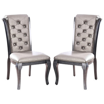 Faux Leather Upholstered Side Chair, Gray