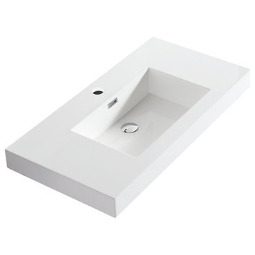 Dowell 18" FTB Resin Bathroom Vanity Basin, White, 36wx18dx6h