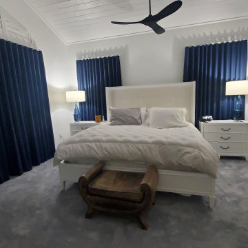Coastal Master Suite Custom Window Treatments