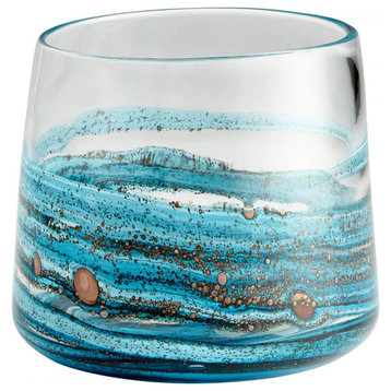Rogue Vase, Blue//Gold Dust, Glass, 8"H (09984 MDMHU)