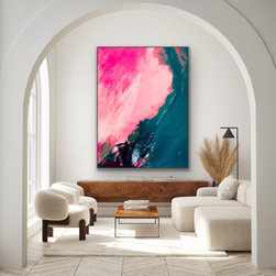 Preethi Arts - 84x60 inches Original Large Pink Green abstract Modern Painting Minimalist - Paintings
