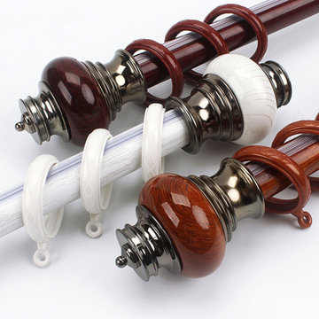 QYR18 1-1/8" Diameter Royal Aluminum Alloy Wood Grain Single Double Curtain rod