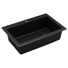 Karran Drop-In Quartz 33" 1-Hole Single Bowl Kitchen Sink, Black