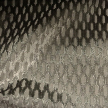 Barcelona Honeycomb Pattern, Burn Out Velvet Upholstery Fabric, Otter