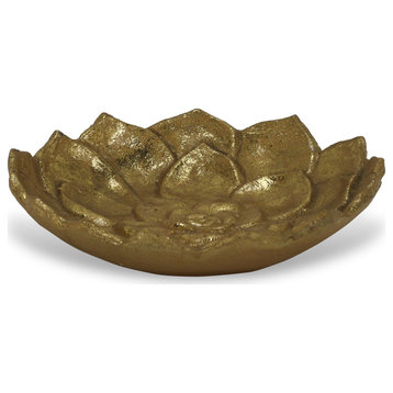 Cast Iron Lotus Table Decor, Gold